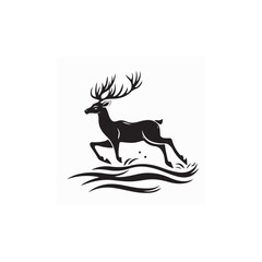 Deer Logo Image. Deer Running Logo Design Vector and Vector Art On white background.