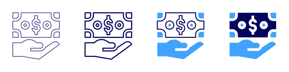 Money order icon in 4 different styles. Thin Line, Line, Bold, and Bold Line. Duotone style. Editable stroke