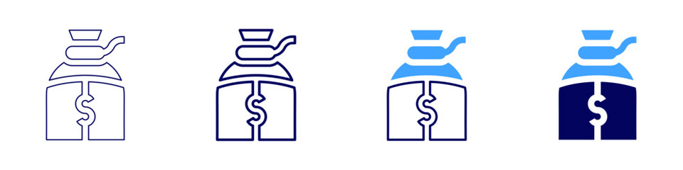Money planning icon in 4 different styles. Thin Line, Line, Bold, and Bold Line. Duotone style. Editable stroke