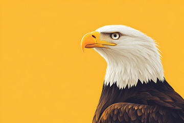 Fototapeta premium eagle on a yellow background, eagle on a blank yellow background, a eagle, eagle, cute eagle, yellow background, Copy Space For Add Text 3D Rendering, 3D, Vector, AI Generative