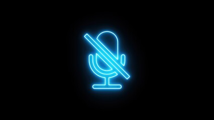 Glowing mute icon, symbolizing the absence of sound or microphone, representing silence or deactivation.