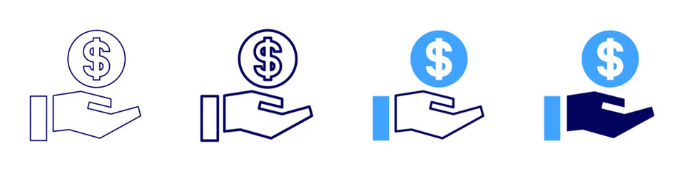 Money questions icon in 4 different styles. Thin Line, Line, Bold, and Bold Line. Duotone style. Editable stroke