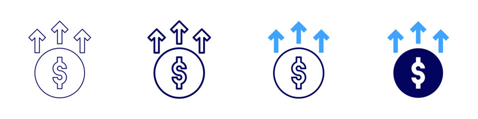 Money readiness icon in 4 different styles. Thin Line, Line, Bold, and Bold Line. Duotone style. Editable stroke