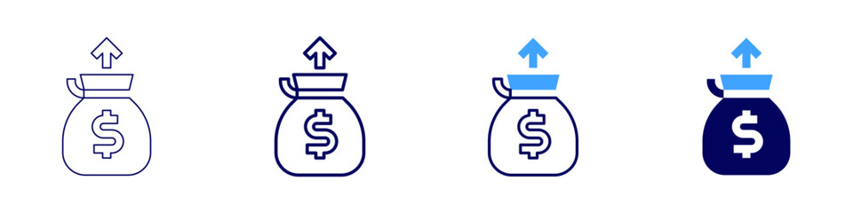 Money system icon in 4 different styles. Thin Line, Line, Bold, and Bold Line. Duotone style. Editable stroke