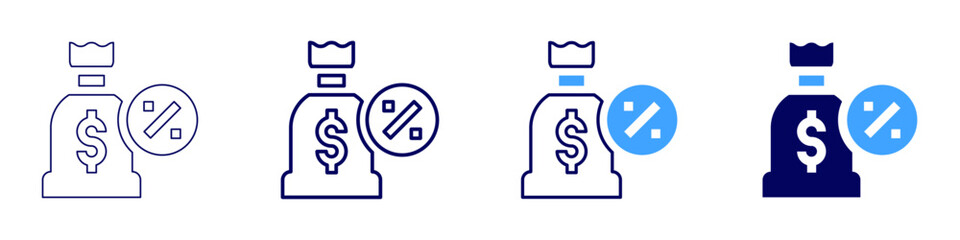 Money timeline icon in 4 different styles. Thin Line, Line, Bold, and Bold Line. Duotone style. Editable stroke