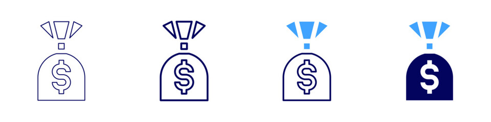 Money trends icon in 4 different styles. Thin Line, Line, Bold, and Bold Line. Duotone style. Editable stroke