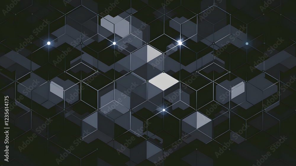 Poster dark hexagon abstract: a mesmerizing abstract composition featuring a dynamic interplay of dark hexa