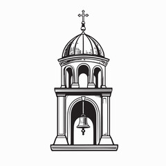 Church Tower Vector Art, Icons, and Graphics isolated on white background.