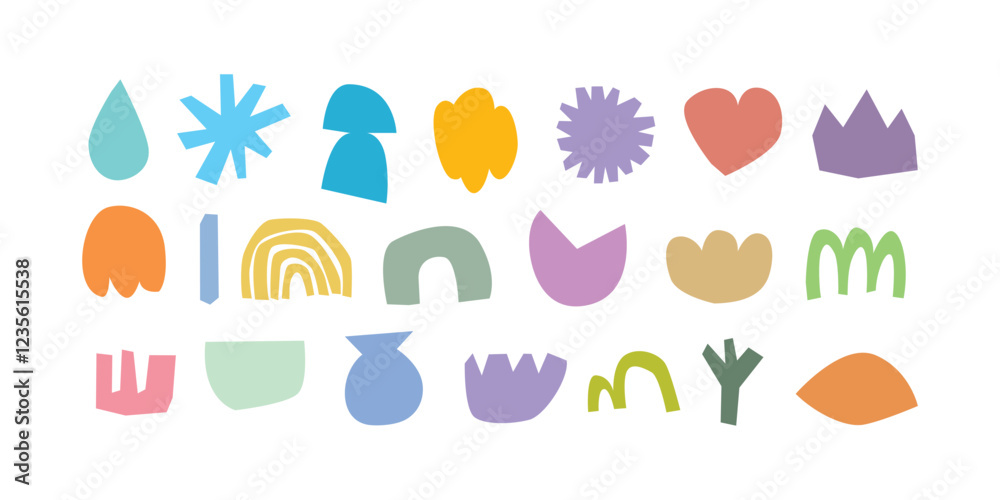 Fototapete Abstract geometric shape and forms in hand-drawn style, Drawing  elements design vector illustration	