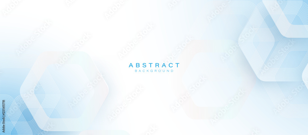 Leinwandbilder Minimalistic abstract background with hexagonal lines and soft gradients in light tones