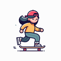 cartoon vector illustration of a person skateboarding
