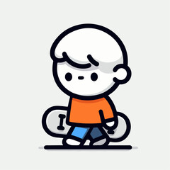 cartoon vector illustration of a person skateboarding