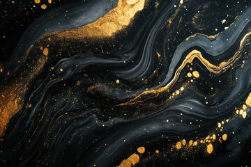 A close-up of textured black marble with fine golden veins for a refined and classic look.