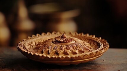 Intricate Handcrafted Clay Plate with Floral Designs and Detail
