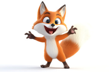 Obraz premium fox on a white background, fox on a blank white background, a fox, fox, cute fox, white background, Copy Space For Add Text 3D Rendering, 3D, Vector, AI Generative