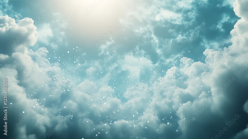 Aufkleber A surreal depiction of cloud computing, blending technology with imaginative visual elements in an artistic representation.