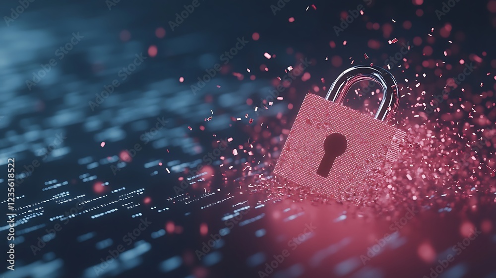Poster a surreal image depicting a cybersecurity threat, blending technology and creativity in a visually s