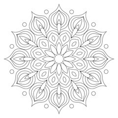 Adults coloring book page mandala vector isolated on white