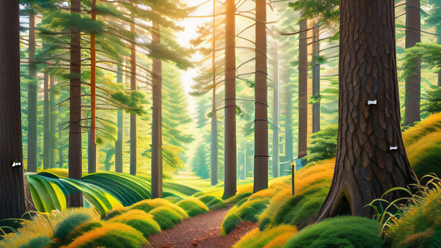 Nature-Inspired Math: Equation in a Serene Forest