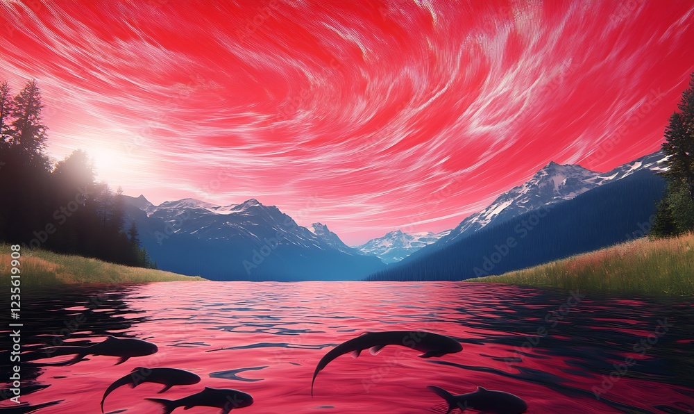 Poster A surreal artistic representation of machine learning, showcasing imaginative visuals in an abstract style.