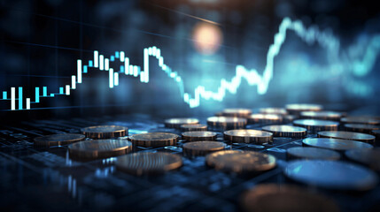 gold money coin with trading graph, financial investment concept can be use as background.