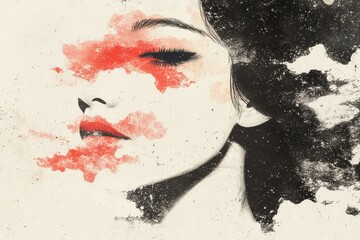 A vector graphic for a t-shirt featuring a minimalist feminine symbol of womanhood, framed by crumbling, cracked gresco textures.
