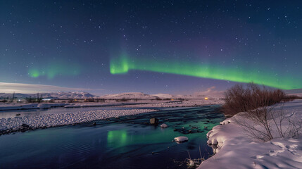 A beautiful green aurora dancing.