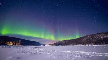 A beautiful green aurora dancing.