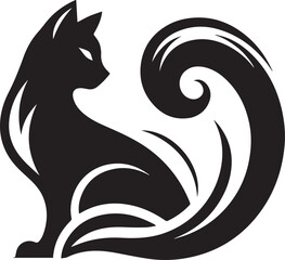 Naklejka premium Cat silhouette black and white vector icon