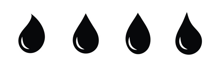 Fototapeta premium Water drop icon set. Flat droplet logo shapes collection on white background . Vector Illustration.