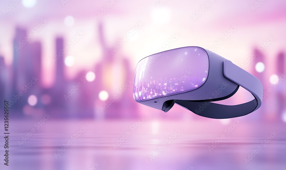Poster a sci-fi-inspired virtual reality headset featuring a translucent design, ideal for futuristic techn