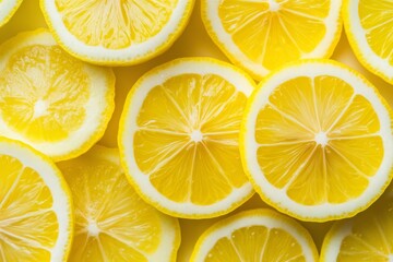 Close-up of vibrant yellow lemon slices.
