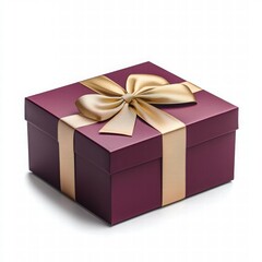 Obraz premium Elegant Gift Box with Gold Ribbon on White Background
