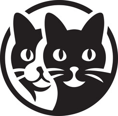Cat silhouette black and white vector icon