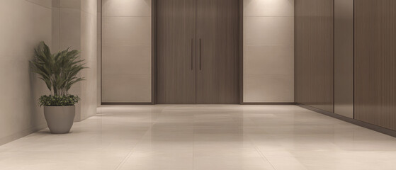 Modern hallway with elegant design and minimalistic decor in a contemporary setting