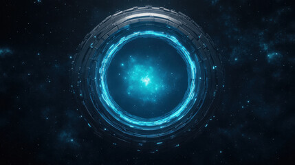 Obraz premium glowing antimatter reactor core floating in deep space, radiating energy