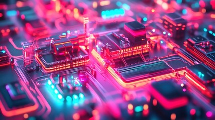Fototapeta premium A futuristic facility producing AI-driven autonomous vehicle sensors, top view.
