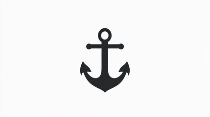 Simple anchor icon on white background, nautical symbol