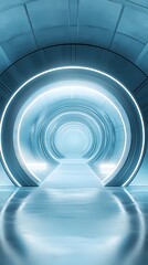 Fototapeta premium Digital technology blue future circular stage poster background