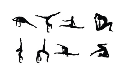 Silhouette of People Performing Various Fitness and Exercise Activities.