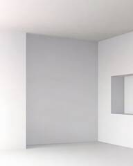 Obraz premium Minimalist interior design showcasing empty white walls and a small niche
