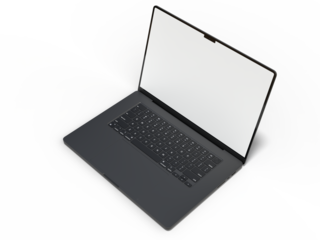 Modern laptop mockup with white empty screen. Digital device template for presentation branding, corporate identity, digital marketing, ads, business promotion, global business, website banner, app