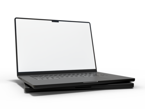 Modern laptop mockup with white empty screen. Digital device template for presentation branding, corporate identity, digital marketing, ads, business promotion, global business, website banner, app