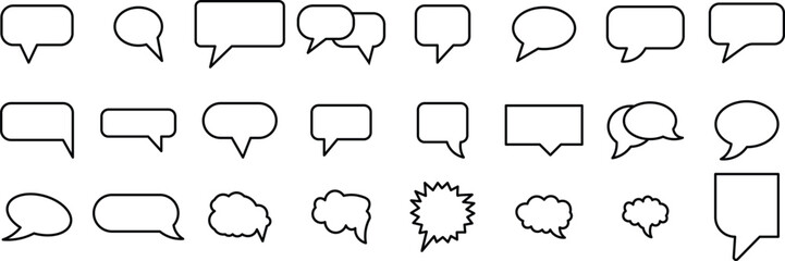 Speech Bubble icon set. Black And White speech bubble collection. Talk bubbles with editable stroke
