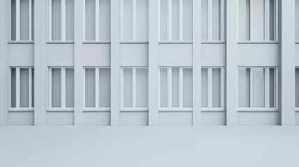 Fototapeta premium Minimalist architectural design featuring grey wall and window arrangements in urban setting