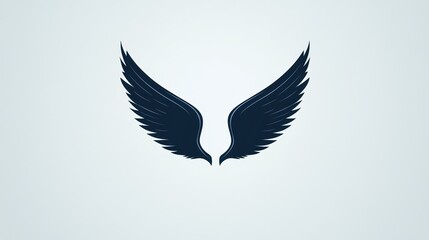 Fototapeta premium Black wings spread, light background, design element