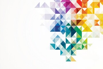 Obraz premium Colorful geometric pattern of abstract triangles on the right side. The elements are separated by white space 