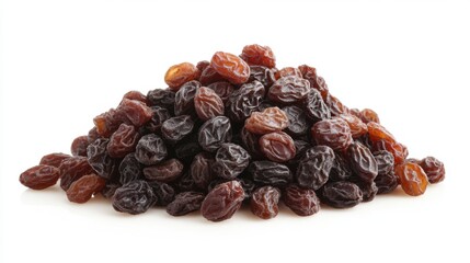 Obraz premium Heap of Dried raisins isolated on white background, dried grapes harvest pile 