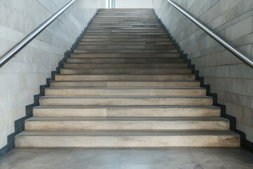 Obraz premium Modern staircase leading to an upper level in a light-filled building space