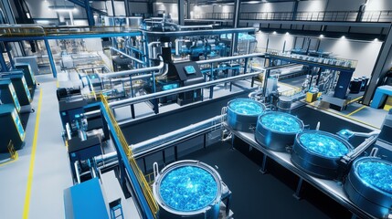 Fototapeta premium A smart food processing plant designing high-value functional health foods, top view.